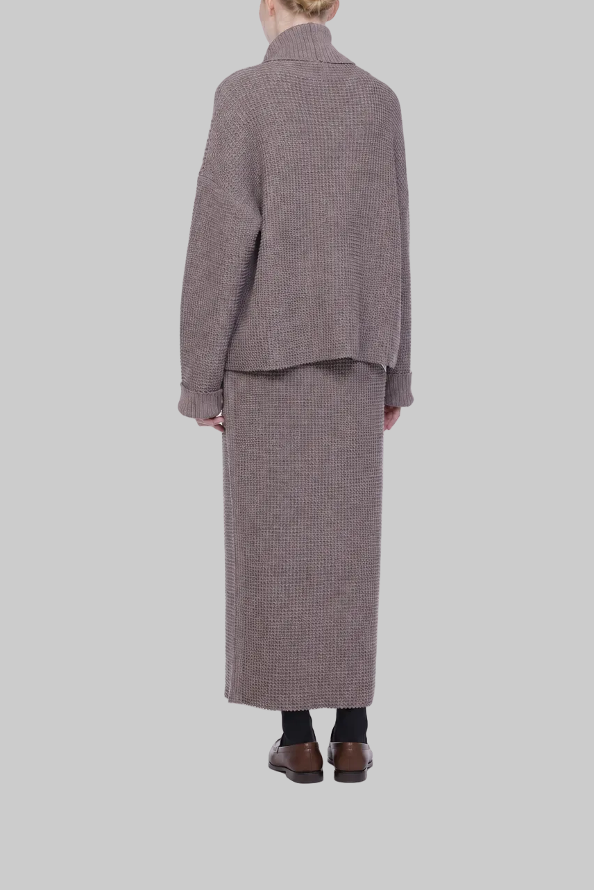 Wool Cotton Waffle Big Turtleneck