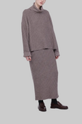 Wool Cotton Waffle Long Pencil Skirt