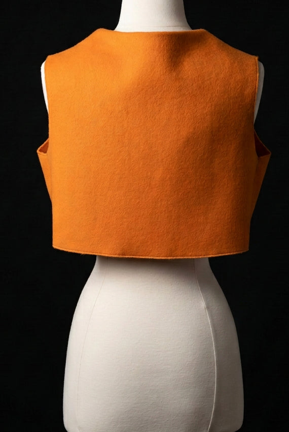 Bright orange sleeveless cropped vest 