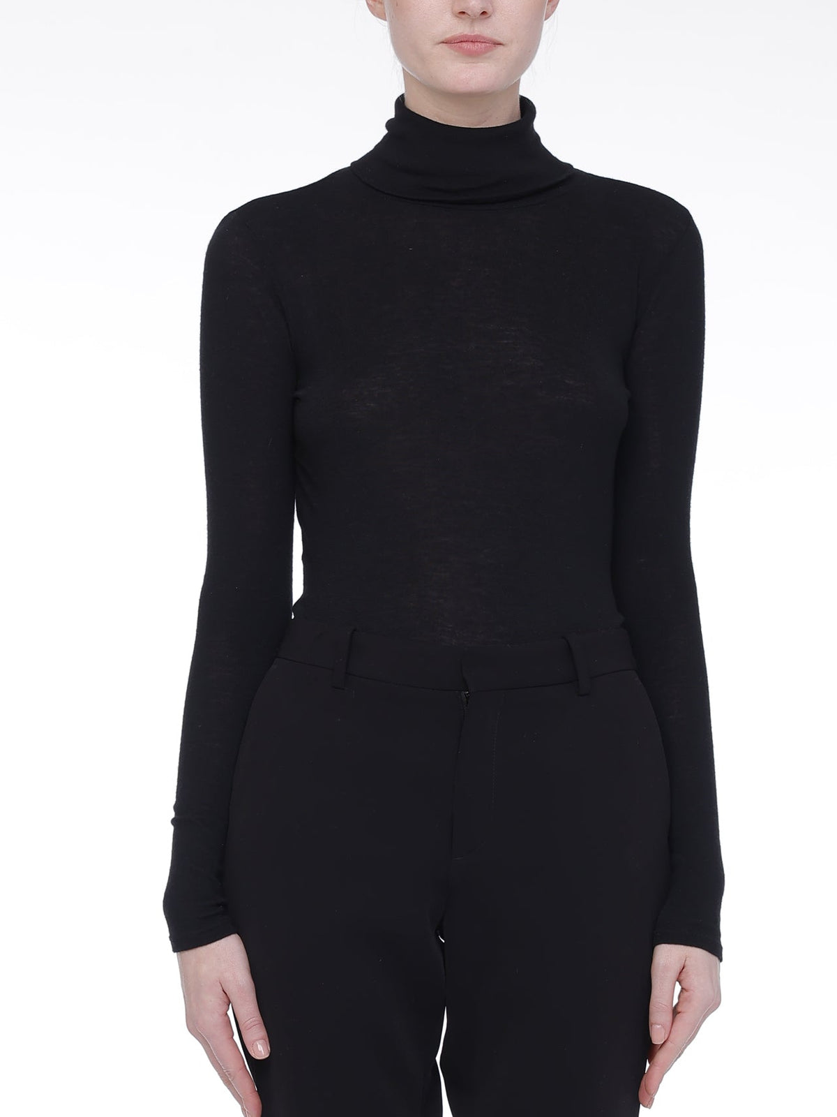 Washable Cashmere Jersey Turtleneck